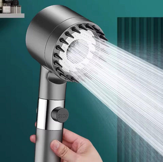 High-Pressure Filtered Shower Head with Adjustable Spray and Massage Brush